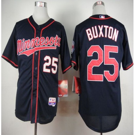 Twins #25 Byron Buxton Navy Blue Alternate Road Cool Base Stitched MLB Jersey