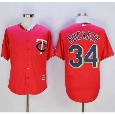 Twins #34 Kirby Puckett Red New Cool Base Stitched MLB Jersey
