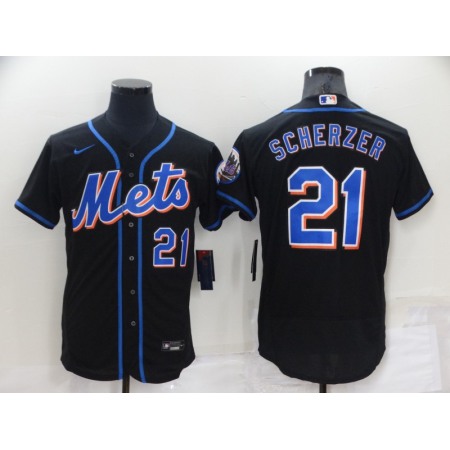 Men's New York Mets #21 Max Scherzer Black Flex Base Stitched Jersey