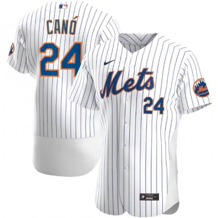 Men's New York Mets #24 Robinson Cano White Flex Base Stitched Jersey