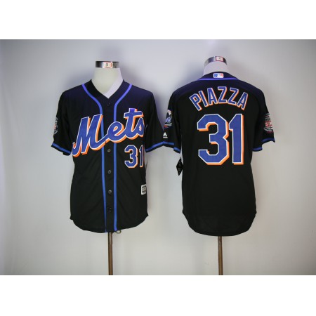 Men's New York Mets #31 Mike Piazza Black Hall Of Fame Flexbase Stitched MLB Jersey