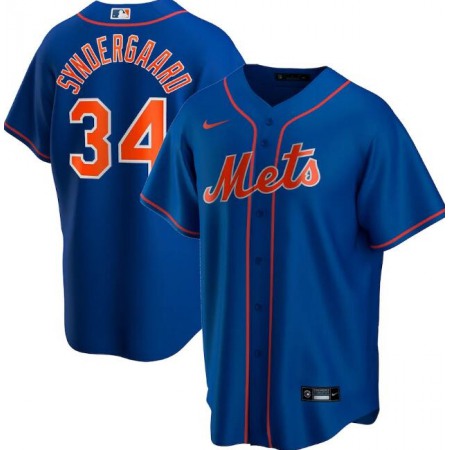 Men's New York Mets #34 Noah Syndergaard Blue Cool Base Stitched Jersey