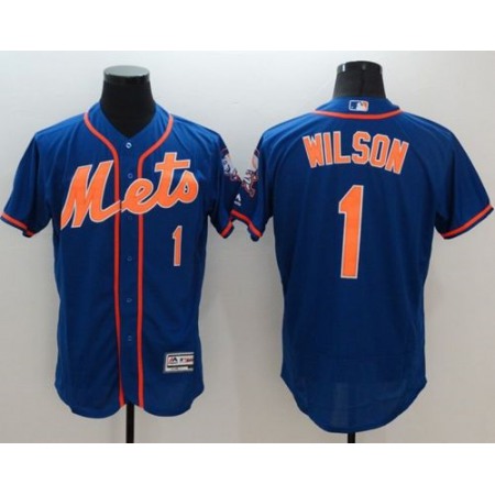 Mets #1 Mookie Wilson Blue Flexbase Authentic Collection Stitched MLB Jersey