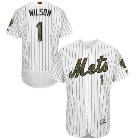 Mets #1 Mookie Wilson White(Blue Strip) Flexbase Authentic Collection 2016 Memorial Day Stitched MLB Jersey