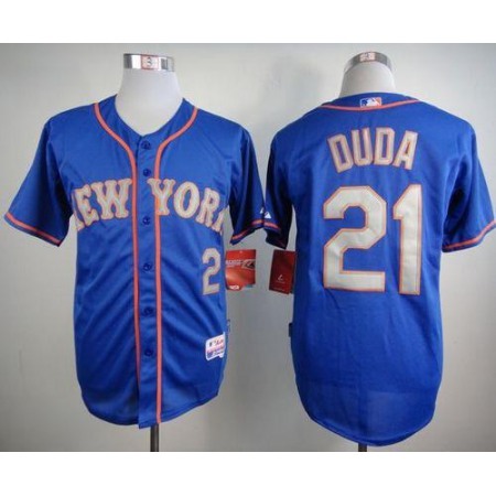 Mets #21 Lucas Duda Blue(Grey NO.) Alternate Road Cool Base Stitched MLB Jersey