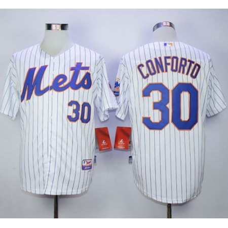 Mets #30 Michael Conforto White(Blue Strip) Cool Base Stitched MLB Jersey