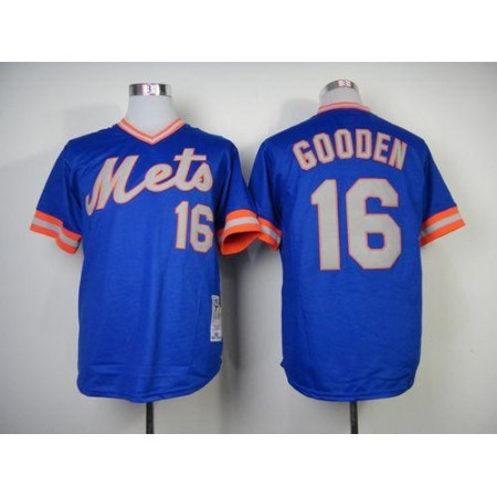 Mitchell And Ness 1983 Mets #16 Dwight Gooden Blue Throwback Stitched MLB Jersey