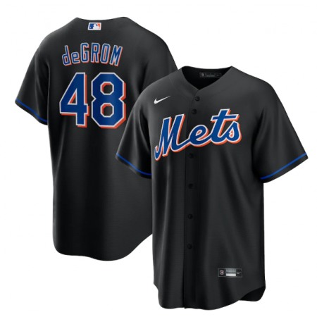 Men's New York Mets #48 Jacob deGrom 2022 Black Cool Base Stitched Baseball Jersey