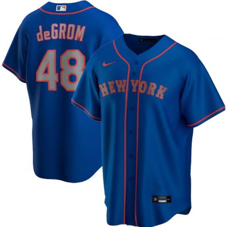 Men's New York Mets #48 Jacob deGrom New Blue Cool Base Stitched Jersey