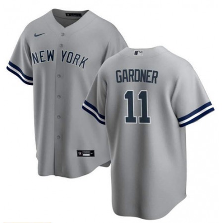 Men's New York Yankees #11 Brett Gardner Grey Stitched Jersey