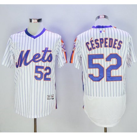 Mets #52 Yoenis Cespedes White(Blue Strip) Flexbase Authentic Collection Alternate Stitched MLB Jersey