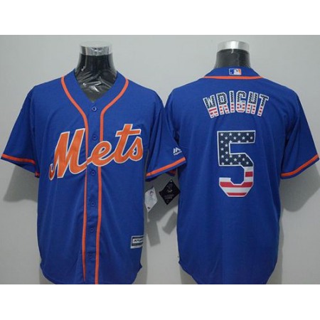 Mets #5 David Wright Blue USA Flag Fashion Stitched MLB Jersey