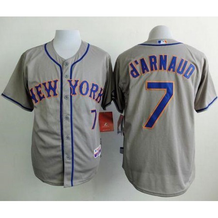 Mets #7 Travis d'Arnaud Grey Road Cool Base Stitched MLB Jersey