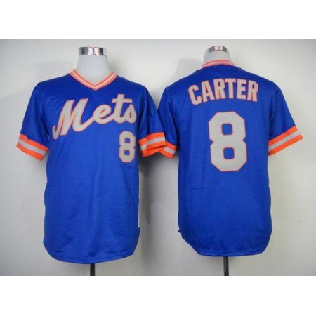 Mitchell And Ness 1983 Mets #8 Gary Carter Blue Throwback Stitched MLB Jersey