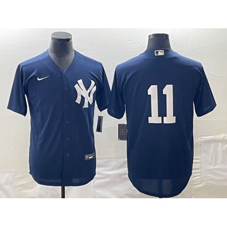 Men's New York Yankees #11 Anthony Volpe Navy Cool Base Stitched Baseball Jersey