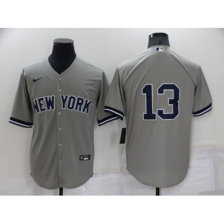 Men's New York Yankees #13 Alex Rodriguez Grey Cool Base Stitched Baseball Jersey