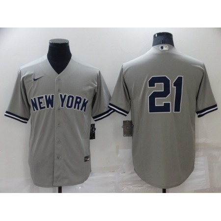 Men's New York Yankees #21 Paul O'Neill Grey Stitched Baseball Jersey