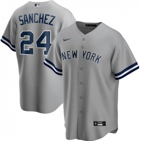 Men's New York Yankees #24 Gary Sanchez Grey Cool Base Stitched Jersey