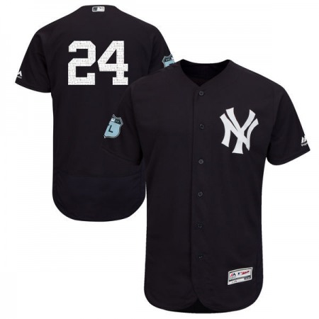 Men's New York Yankees #24 Gary Sanchez Majestic Navy 2017 Spring Training Authentic Flex Base Player Stitched MLB Jersey