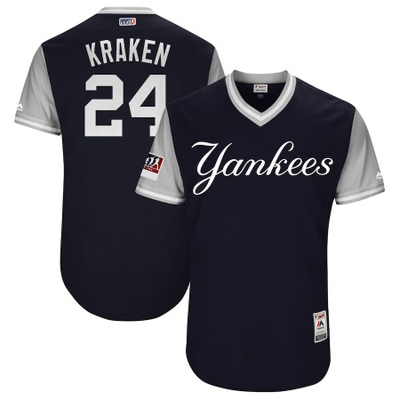Men's New York Yankees #24 Gary Sanchez "Kraken" Majestic Navy/Gray 2018 Players' Weekend Stitched MLB Jersey
