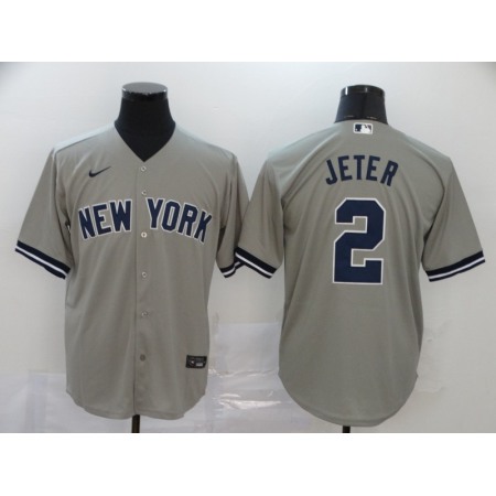 Men's New York Yankees #2 Derek Jeter 2020 Grey Cool Base Stitched MLB Jersey