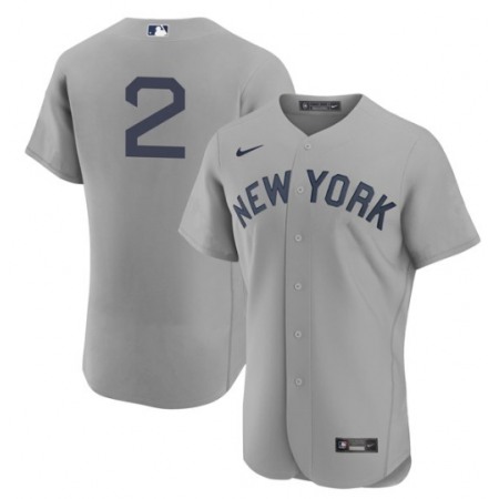 Men's New York Yankees #2 Derek Jeter 2021 Grey Field of Dreams Flex Base Stitched Baseball Jersey