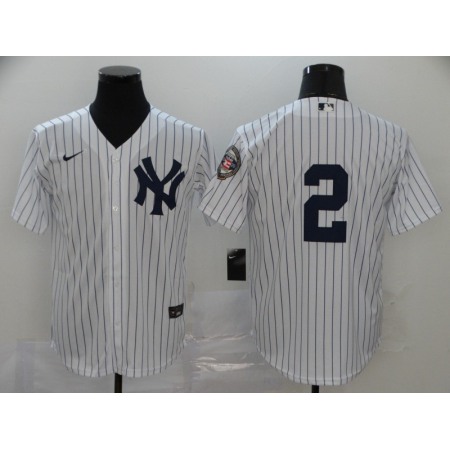 Men's New York Yankees #2 Derek Jeter White Cool Base Stitched MLB Jersey