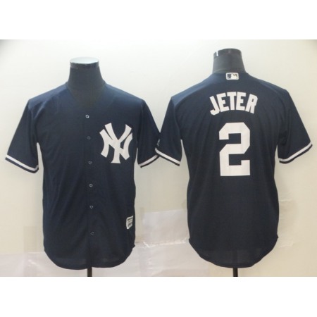 Men's New York Yankees #2 Derek Jeter Navy Cool Base Player Stitched MLB Jersey