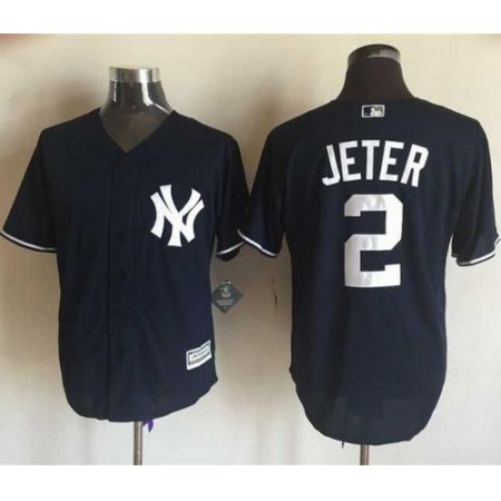Yankees #2 Derek Jeter Navy Blue New Cool Base Stitched MLB Jersey