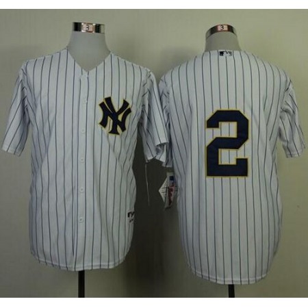 Yankees #2 Derek Jeter White Fashion Gold w/Commemorative Retirement Patch Stitched MLB Jersey