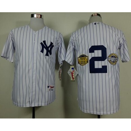 Yankees #2 Derek Jeter White W/Commemorative Final Season & inaugural Season & Retirement Patch Stitched MLB Jersey