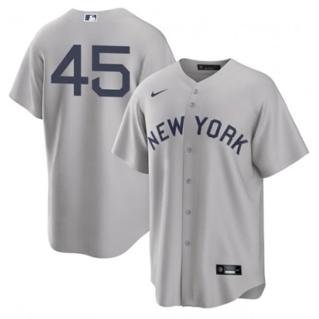 Men's New York Yankees #45 Gerrit Cole 2021 Grey Field of Dreams Cool Base Stitched Baseball Jersey