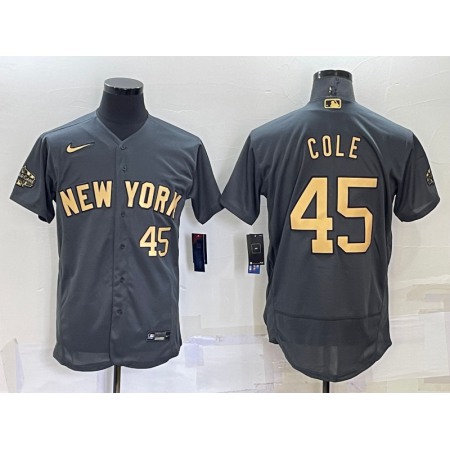 Men's New York Yankees #45 Gerrit Cole 2022 All-Star Charcoal Flex Base Stitched Baseball Jersey