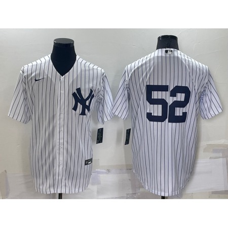 Men's New York Yankees #52 C.C. Sabathia White Cool Base Stitched Jersey