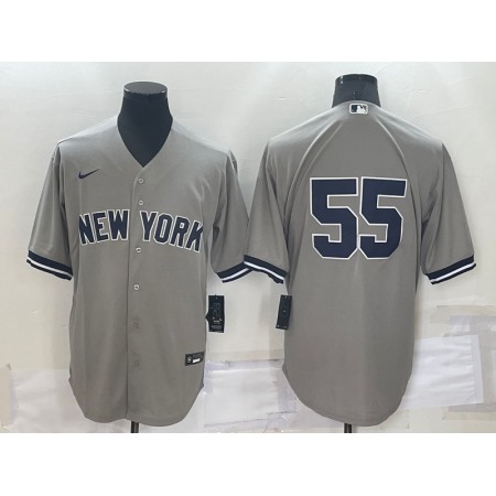 Men's New York Yankees #55 Domingo German Grey Cool Base Stitched Baseball Jersey