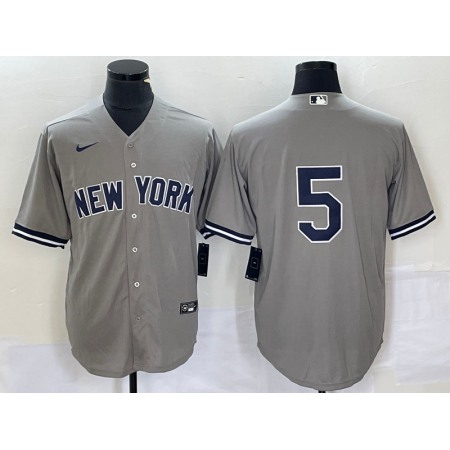 Men's New York Yankees #5 Joe DiMaggio Grey Cool Base Stitched Baseball Jersey
