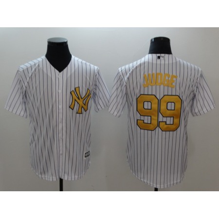 Men's New York Yankees #99 Aaron Judge White Gold Cool Base Stitched MLB Jersey