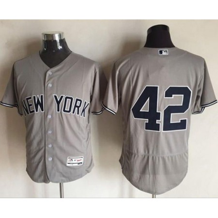 Yankees #42 Mariano Rivera Grey Flexbase Authentic Collection Stitched MLB Jersey