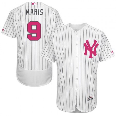 Yankees #9 Roger Maris White Strip Flexbase Authentic Collection 2016 Mother's Day Stitched MLB Jersey