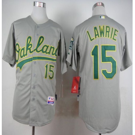 Athletics #15 Brett Lawrie Grey Cool Base Stitched MLB Jersey
