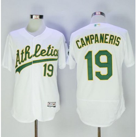 Athletics #19 Bert Campaneris White Flexbase Authentic Collection Stitched MLB Jersey