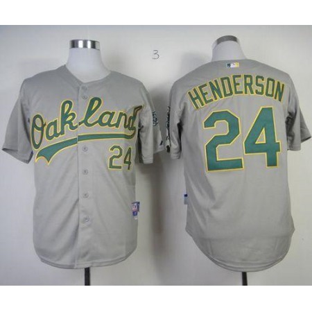 Athletics #24 Rickey Henderson Grey Cool Base Stitched MLB Jersey