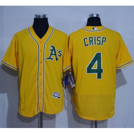 Athletics #4 Coco Crisp Gold Flexbase Authentic Collection Stitched MLB Jersey