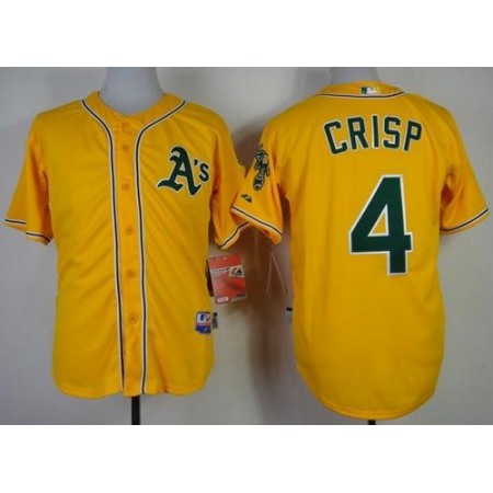 Athletics #4 Coco Crisp Yellow Cool Base Stitched MLB Jersey