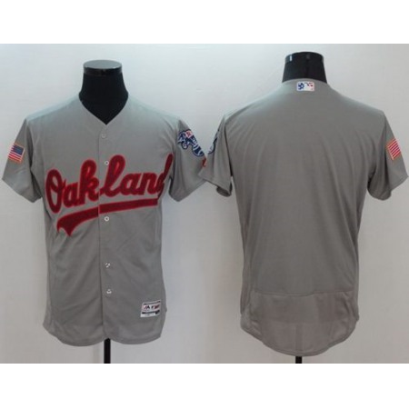 Athletics Blank Grey Fashion Stars & Stripes Flexbase Authentic Stitched MLB Jersey