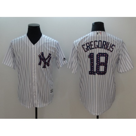 Men's MLB New York Yankees 18 Didi Gregorius White 2018 Stars & Stripes Cool Base Jersey