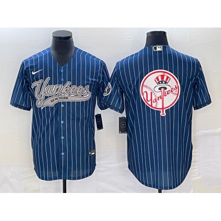 Men's New York Yankees Navy Team Big Logo Cool Base Stitched Baseball Jersey