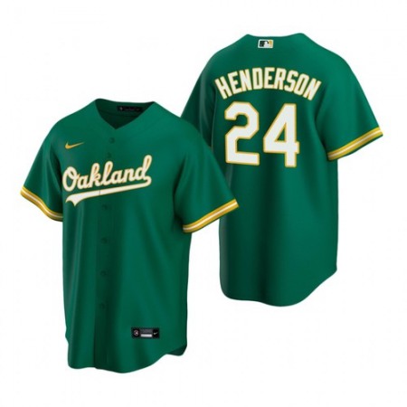 Men's Oakland Athletics #24 Rickey Henderson Green Cool Base Stitched MLB Jersey