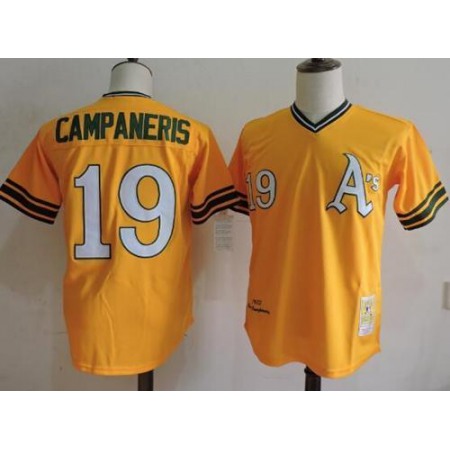 Mitchell And Ness Athletics #19 Bert Campaneris Yellow Throwback Stitched MLB Jersey