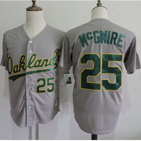 Mitchell And Ness Athletics #25 Mark McGwire Grey Throwback Stitched MLB Jersey
